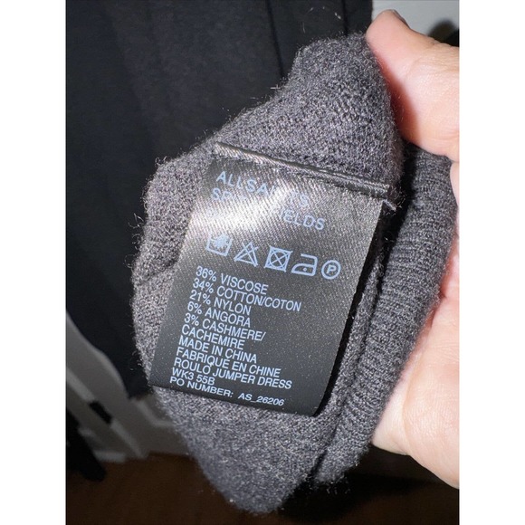 AllSaints Roulo Jumper Sweater Dress Gray Asymmetrical Cold Shoulder Tunic Sz 8 - Picture 3 of 6